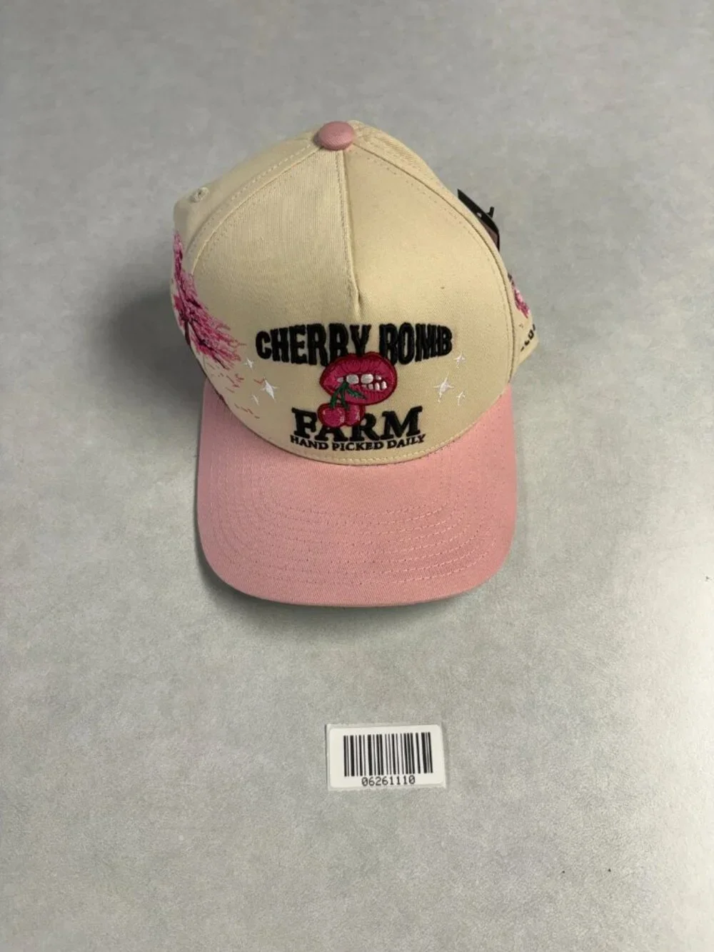 Field Grade Cherry Bomb Trucker Hat Embroidery Pink Brim One Size